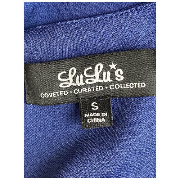 Lulus Mythical Kind of Love Chiffon Flowy Blue Halter Neck Maxi Gown Dress Sz S - Picture 4 of 15